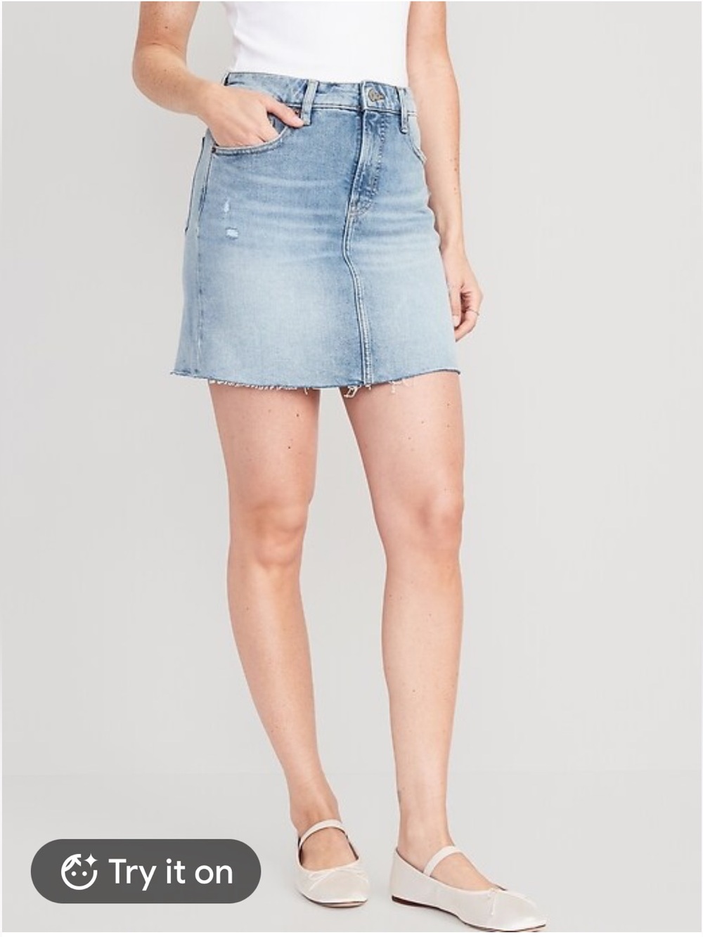 Old Navy Light Blue High-rise secret smooth pocket Denim Mini Skirt